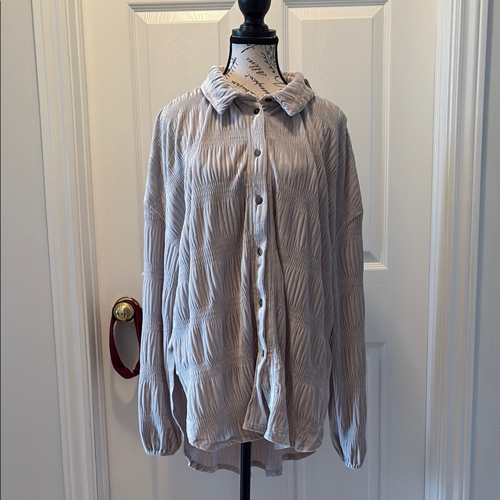Free People Cream Button-Up Blouse